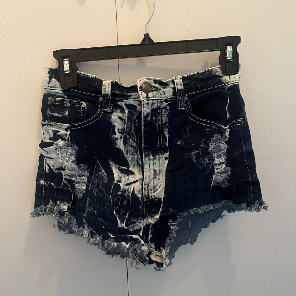 Stylish Blue and White Women's Denim Shorts